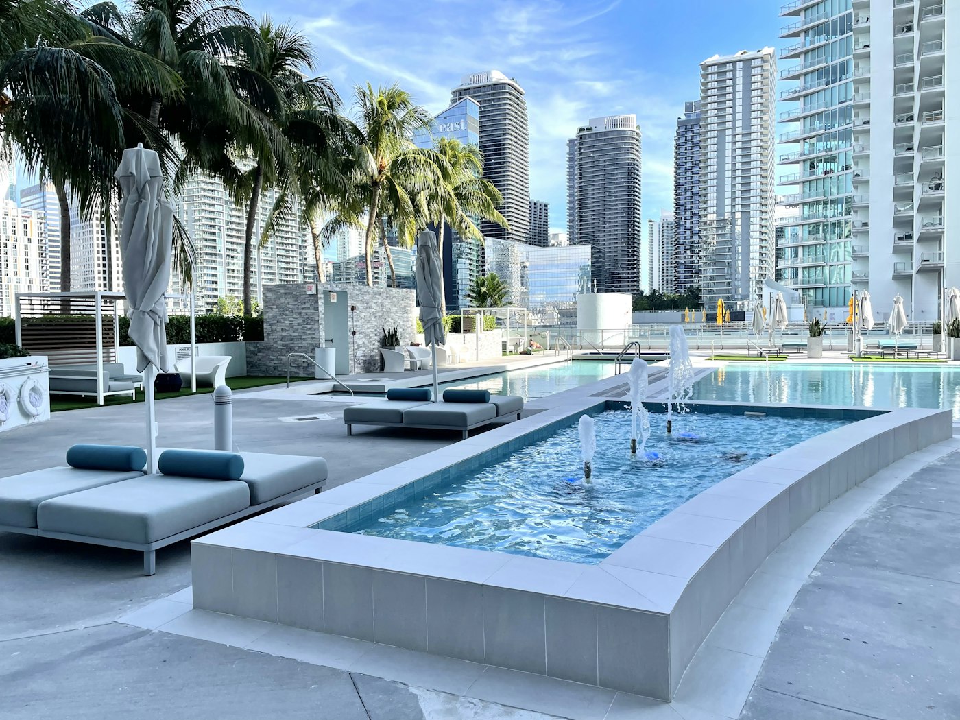 Hotel pool with fountain, Miami